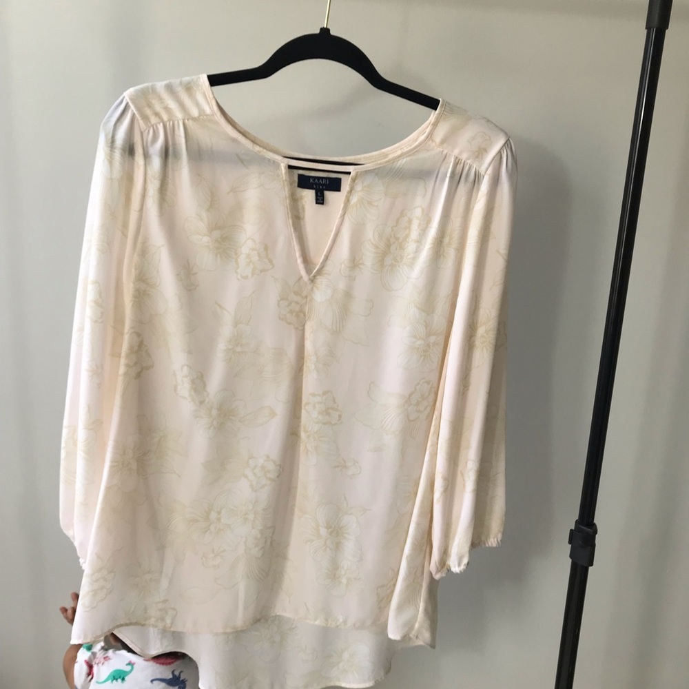 Kaari Blue Blouse Floral Ivory